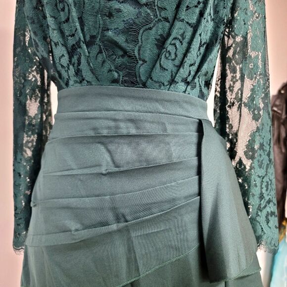 Lady Temperament Lace Stitched Ruffle High Waist Dress Size Medium - Picture 5 of 8